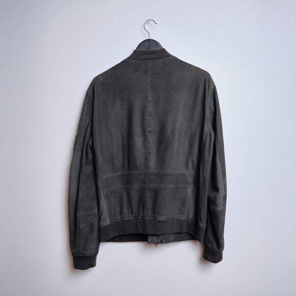 All Saints Soft Lambskin Leather Bomber Jacket - Charcoal / Large - Picture 7 of 7